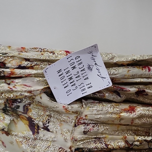 Rococo Sand Cara Mini Dress metallic gold floral free people womens Size large - Picture 7 of 15